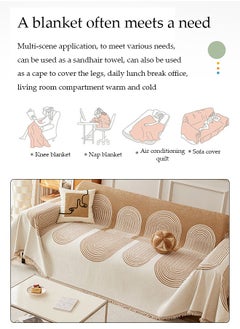 DUNISO Sofa blanket, thick chenille tassels sofa blanket, towel blanket, fully wrapped furniture protective cover, dustproof and anti slip, suitable for all seasons, suitable for double sofa, 180 * 230cm  - Image 3
