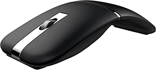 Mikayoo Foldable Arc Wireless Mouse, Bluetooth 5.1 & 2.4G Dual Mode Rechargeable Travel Mouse, Silent Click, 3 Adjustable DPI, Slim Portable Mouse for Laptop, PC, Mac, Office & Travel (Black) - Image 1
