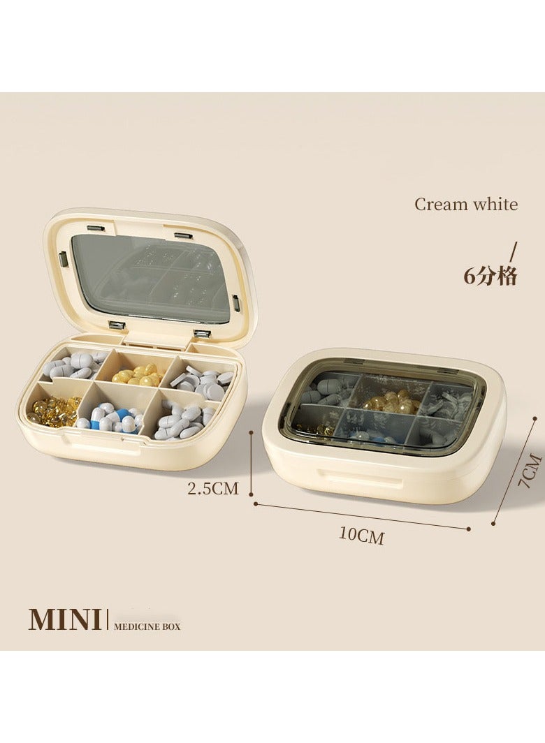 Generic 6 Compartments Portable Pill Box Travel Pill Organizer, Everyday Pill Organizer, Folding Design Pill Box for Wallet Pocket for Vitamins, Cod Liver Oil, Supplements and Medication - Image 1