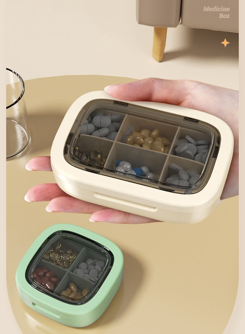 Generic 6 Compartments Portable Pill Box Travel Pill Organizer, Everyday Pill Organizer, Folding Design Pill Box for Wallet Pocket for Vitamins, Cod Liver Oil, Supplements and Medication - Image 3