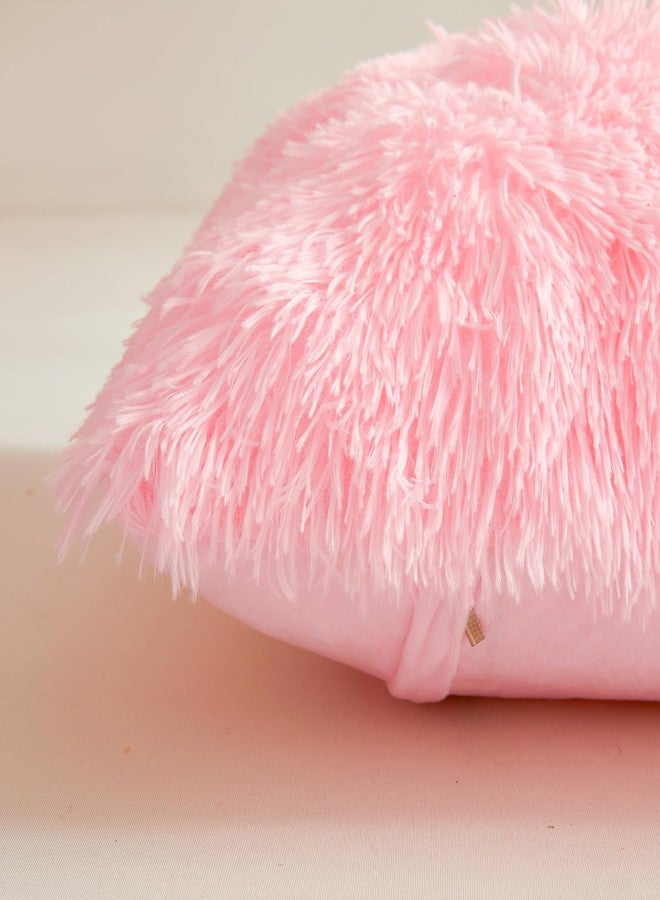 ERLOXO Fluffy Pink Throw Pillow Cover Ultra Soft Fuzzy Plush Throw Pillow Cases with Furry Texture and Shaggy Touch, Faux Fur Cushion Shams for Sofa or Bed, Set of 2 with Zipper 18"x18" - Image 5