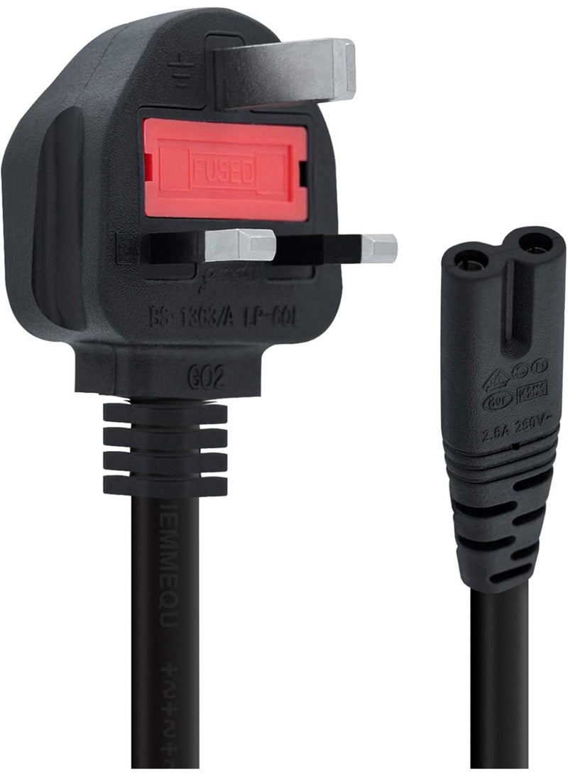 JSBazar 1.8M UK Original Power Cable (IEC320C7 to BS 1363) C7 Figure 8 Power Lead, PS4 Power Cable, Kettle Lead/Power Cord compatible with Samsung LG Philips Toshiba TV/Printer/PS4/PS3/PS - Image 1