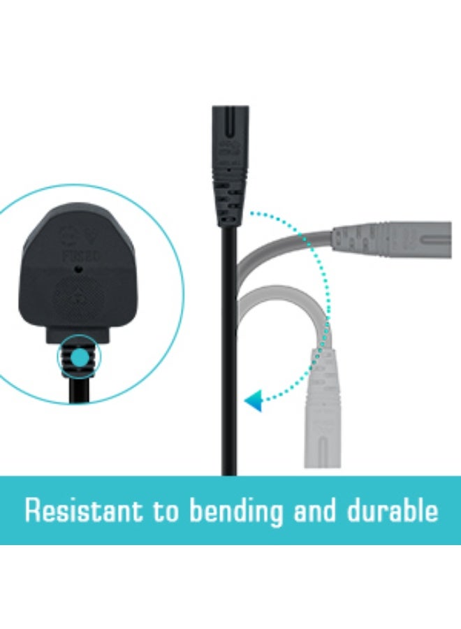 JSBazar 1.8M UK Original Power Cable (IEC320C7 to BS 1363) C7 Figure 8 Power Lead, PS4 Power Cable, Kettle Lead/Power Cord compatible with Samsung LG Philips Toshiba TV/Printer/PS4/PS3/PS - Image 4