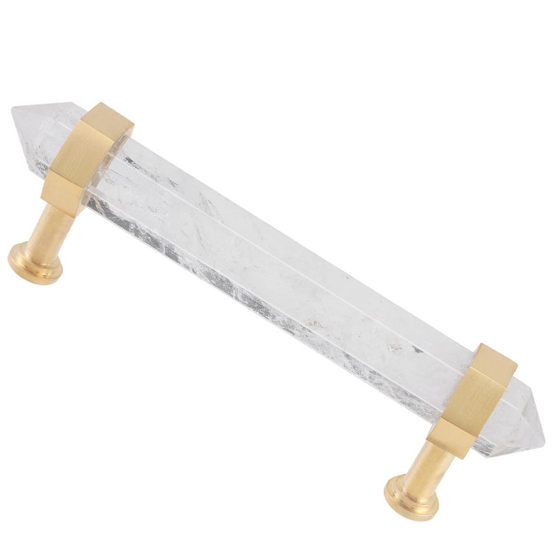 mookaitedecor Brushed Brass with Rock Quartz Double Crystal Points Drawer Pulls Cabinets Handles Door Knobs for Dresser Cupboard Kitchen Decor - Image 2