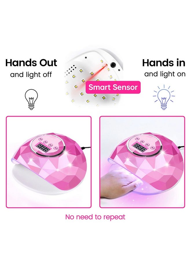 AIJIMEI Diamond Purple Nail Lamp Nail Dryer Nail Tools Led Gel Nail Lamp 86W Gel Nail Light Nail Polish Dryer For Professional And Beginner (Rosepink)  - Image 2