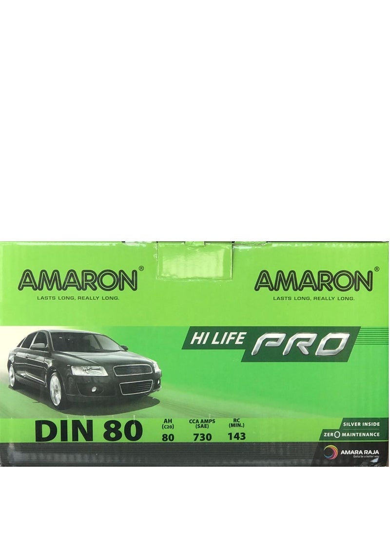 أمارون بطارية سيارة 12 فولت 80 أمبير DIN80L - MF  - Image 1