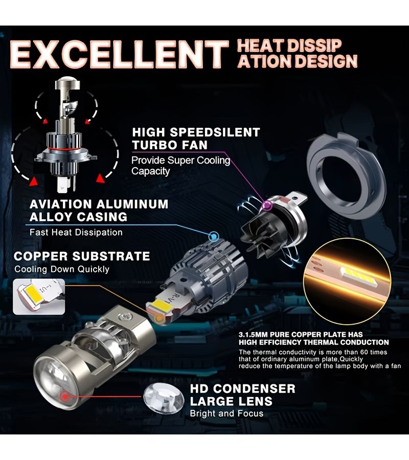 2 Pcs High Intensity H11 H9 H8 Led Bulbs 58400 Lumens Cool White CSP Chip Projector Lens For Car Motorcycle Headlights 12V Plug And Play - Image 4