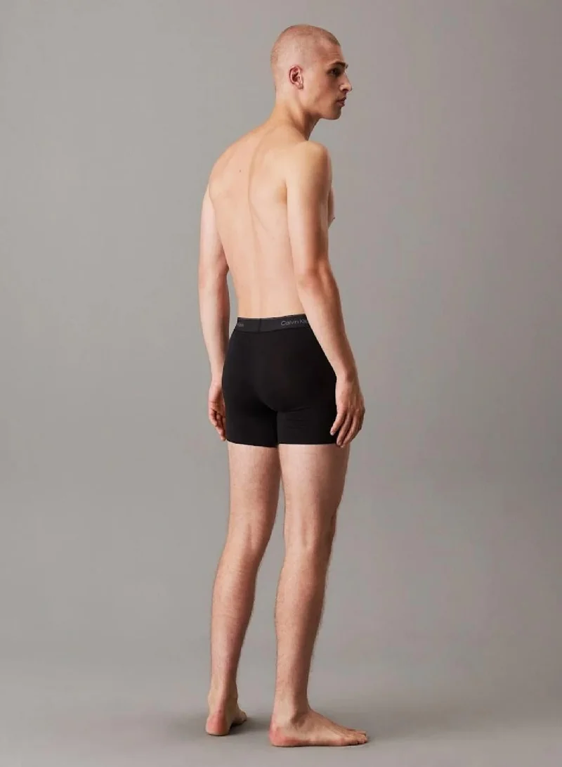Calvin Klein BLACK W/ DTM WB 3 Pack Boxer Briefs - Icon Cotton Stretch for Men | Best Price UAE