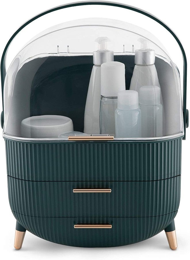 Ostin Makeup Organizer Large Capacity Reusable Dustproof Decorative Professional Portable Makeup Case with Drawer Lid for Ladies Gift (Green) - Image 1