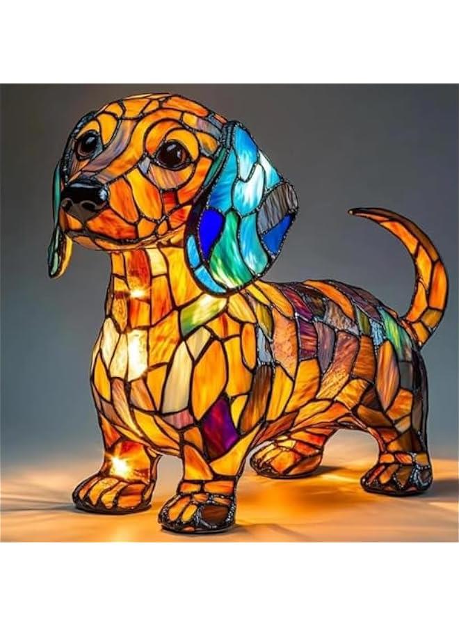 Dachshund Lamp, French Bulldog Lamp, Artistic Night Light Dog Series, LED Decorative Lights for Pets, Vintage Color Resin with USB ChargingSuitable for Various Scenarios (B)  - Image 1