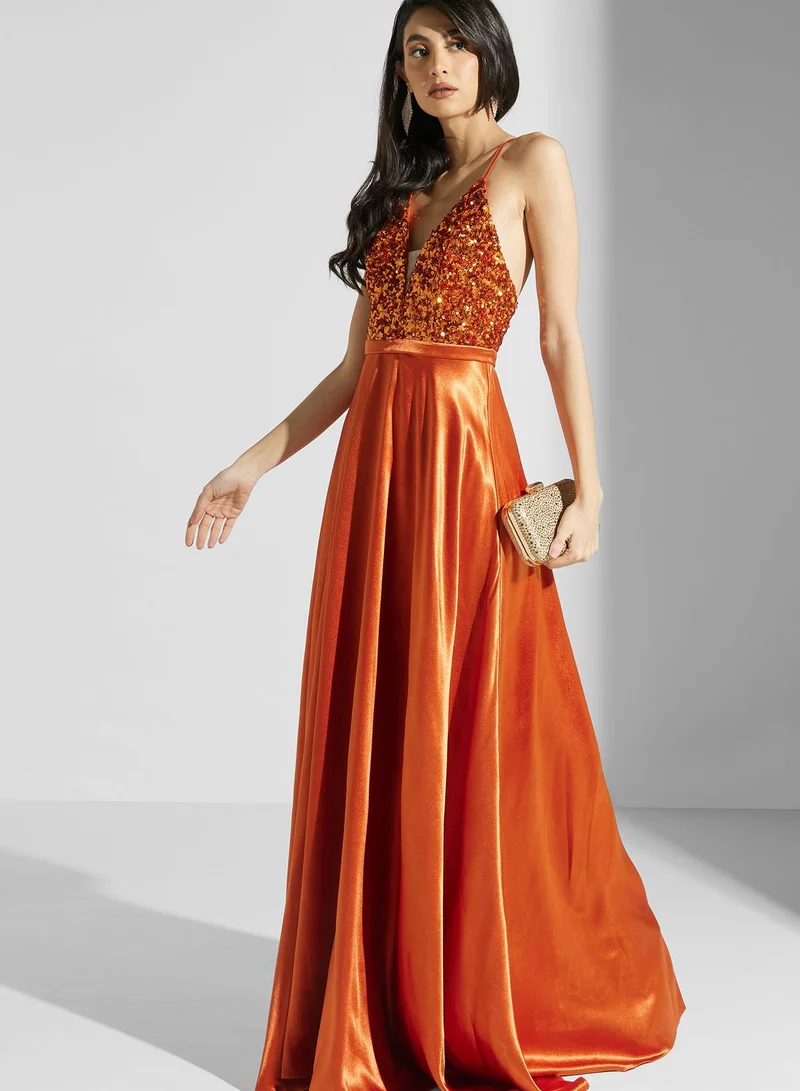 Ella Limited Edition Cross Back Satin Dress