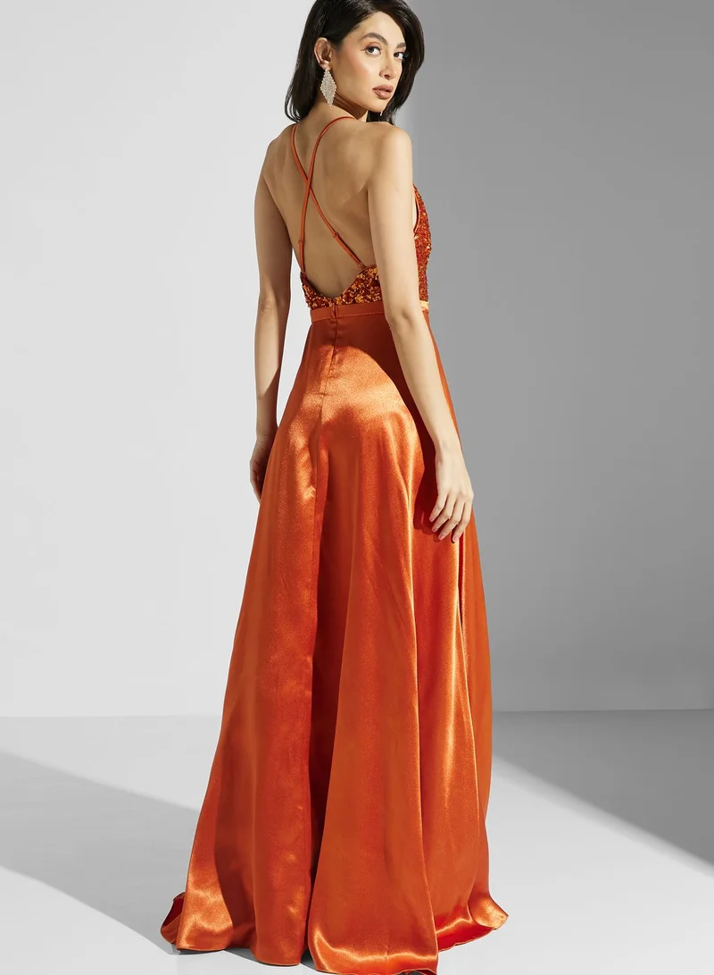 Ella Limited Edition Cross Back Satin Dress