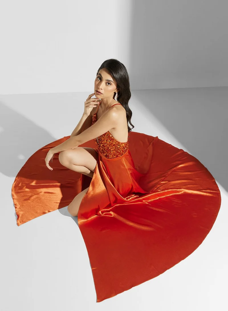 Ella Limited Edition Cross Back Satin Dress