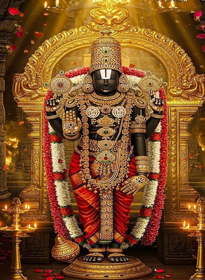 Fliptic Tirupati Balaji Poster For Wall | Lord Tirupati Poster For Home And Office With Self Adhesive (Unframed) (12 X 18 Inch), Multicolor (Design 94) - Image 1