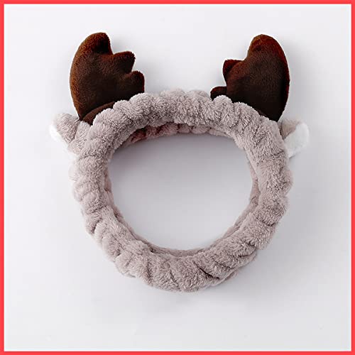 Wolpin Facial Headband Unisex | Soft Elastic Make-Up Hair Band with Cute Deer Horns | Face Wash Spa Skincare Accessory | Stretchable Head Band for Daily Beauty Routine - Image 1