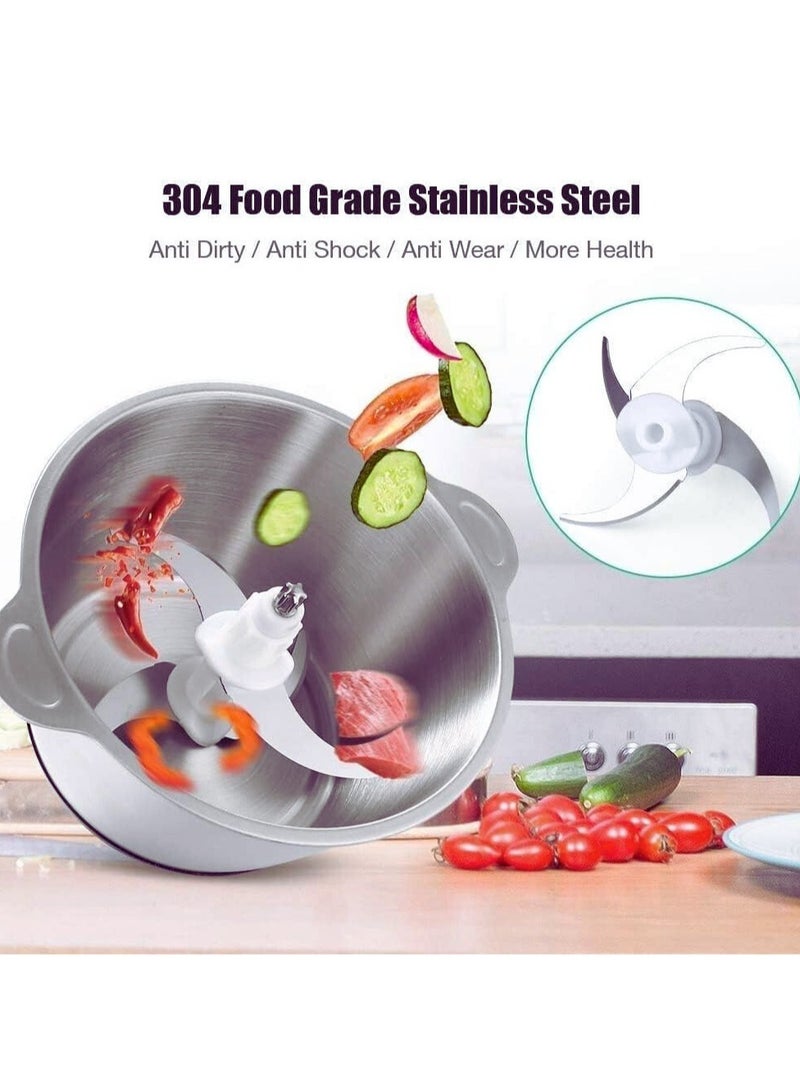 TEGRILO Electric Meat Grinder, 2 Speeds 300W Food Chopper 2L Upgraded Multi-Function Stainless Steel Kitchen Food Processor, Household Mincer For Meat, Onion, Vegetables, Nuts  - Image 3