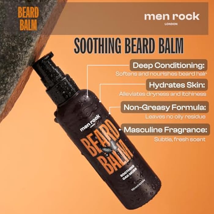 Men Rock Beardy Beloved Soothing Essential Beard Kit - Oak Moss - Beard Oil, Balm and Wash - Mens Face Care - Skincare Products for Men - 3 Pc - Image 3