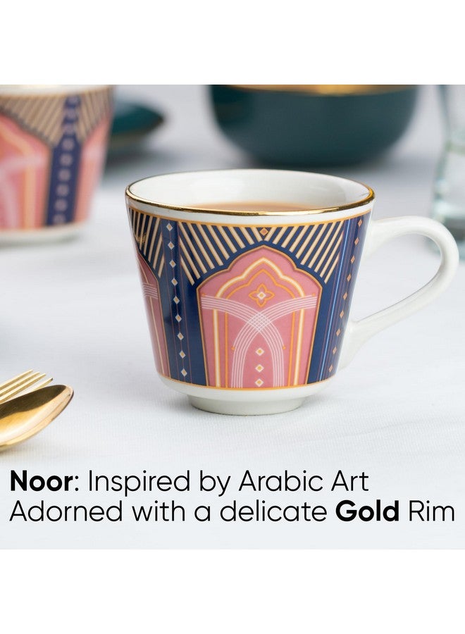 Shay طقم أكواب شاي سيراميك من 6 قطع، نور، 180 مل | طقم أكواب شاي من 6 قطع | تشطيب لامع | بورسلين فاخر | طقم شاي | كوب شاي سيراميك | أكواب صغيرة للشاي (أكواب الشاي - نور) متعددة الألوان - Image 2