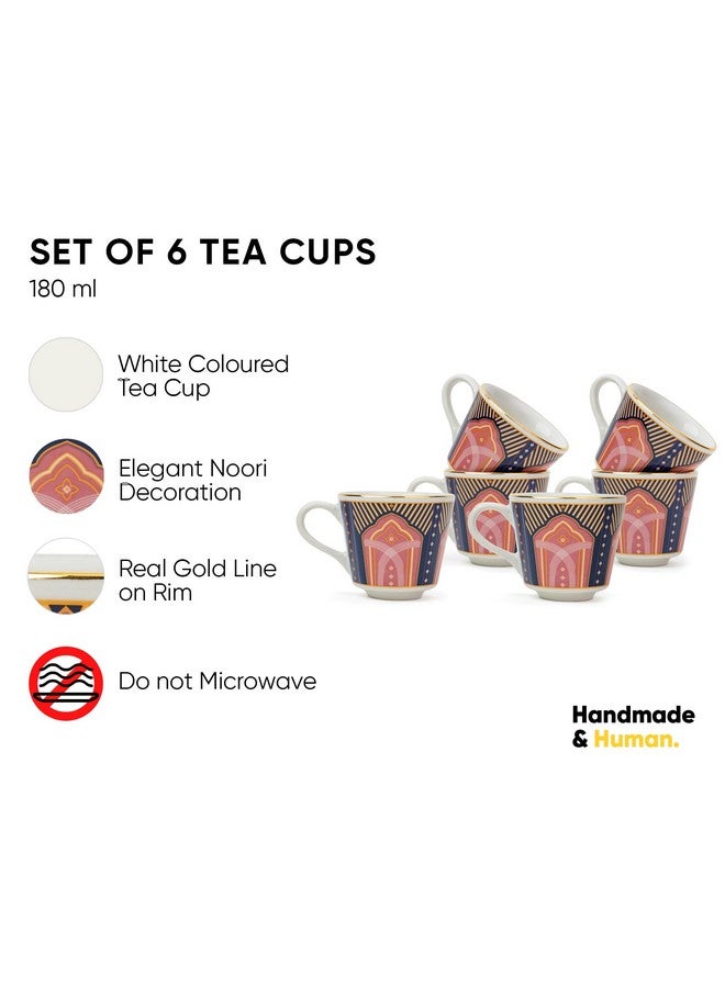 Shay طقم أكواب شاي سيراميك من 6 قطع، نور، 180 مل | طقم أكواب شاي من 6 قطع | تشطيب لامع | بورسلين فاخر | طقم شاي | كوب شاي سيراميك | أكواب صغيرة للشاي (أكواب الشاي - نور) متعددة الألوان - Image 3