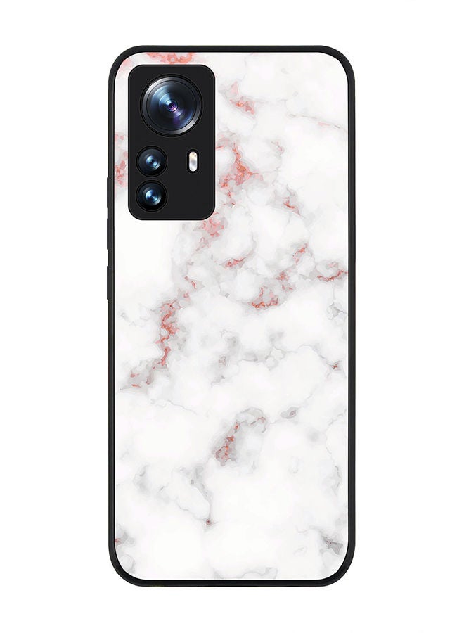 Stylizedd Rugged Black edge case for Xiaomi 12 / Xiaomi 12X Slim fit Soft Case Flexible Rubber Edges Anti Drop TPU Gel Thin Cover - Marble Print Rose Grey - Image 1