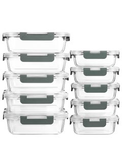 HOPHOP "10-Pack Glass Meal Prep Containers with Lifetime Snap Locking Lids - Airtight Glass Food Storage for Microwave, Oven, Freezer, Dishwasher  - Image 1
