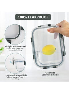 HOPHOP "10-Pack Glass Meal Prep Containers with Lifetime Snap Locking Lids - Airtight Glass Food Storage for Microwave, Oven, Freezer, Dishwasher  - Image 4
