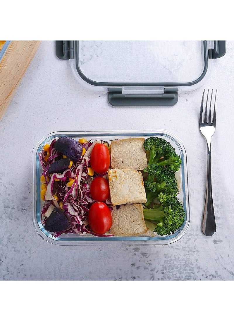 HOPHOP - "10-Pack Glass Meal Prep Containers with Lifetime Snap Locking Lids - Airtight Glass Food Storage for Microwave, Oven, Freezer, Dishwasher - Image 1
