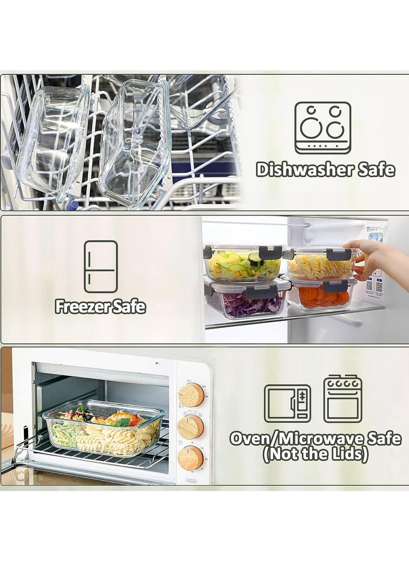 HOPHOP - "10-Pack Glass Meal Prep Containers with Lifetime Snap Locking Lids - Airtight Glass Food Storage for Microwave, Oven, Freezer, Dishwasher - Image 1