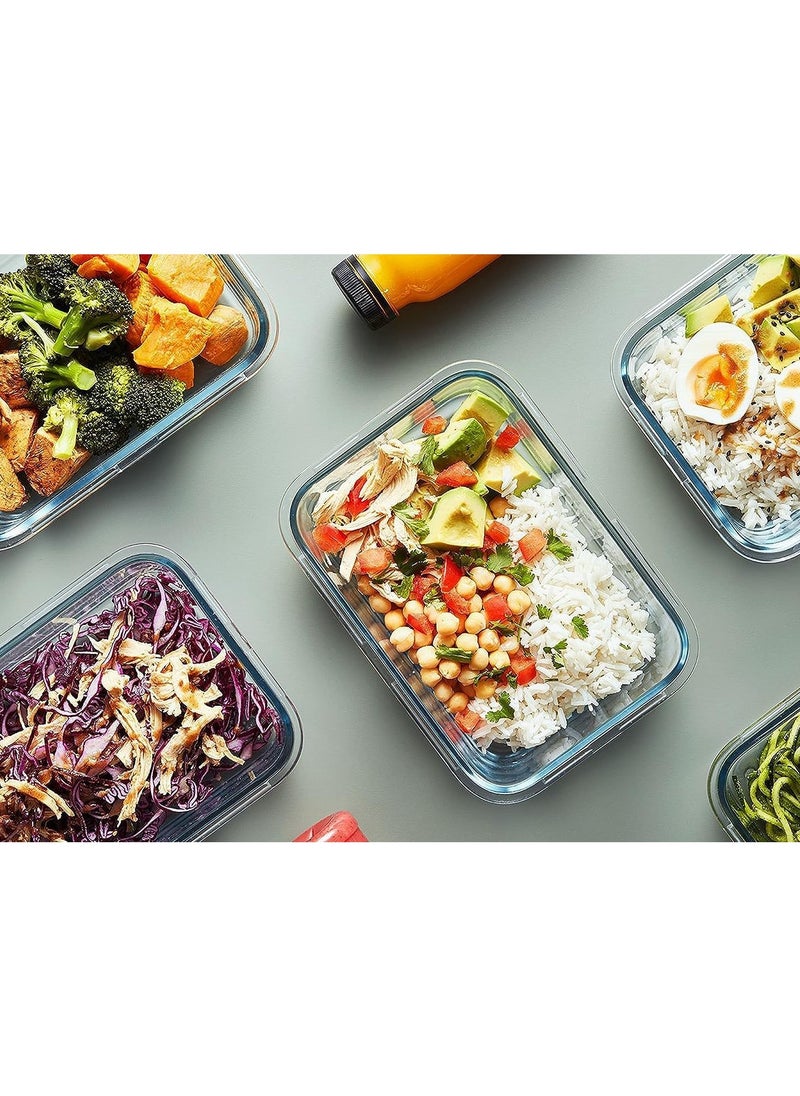 HOPHOP - "10-Pack Glass Meal Prep Containers with Lifetime Snap Locking Lids - Airtight Glass Food Storage for Microwave, Oven, Freezer, Dishwasher - Image 1