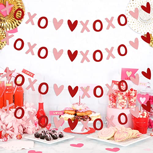 Festiko®4Pcs XOXO Heart Garland Red and Pink,Valentines Day Decorations,Valentine Decor,Heart Hanging Garland,Valentines Day Garland,Heart Decorations,Valentines Decor for Office Home Mantle Fireplace - Image 3