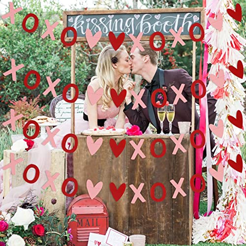 Festiko®4Pcs XOXO Heart Garland Red and Pink,Valentines Day Decorations,Valentine Decor,Heart Hanging Garland,Valentines Day Garland,Heart Decorations,Valentines Decor for Office Home Mantle Fireplace - Image 2
