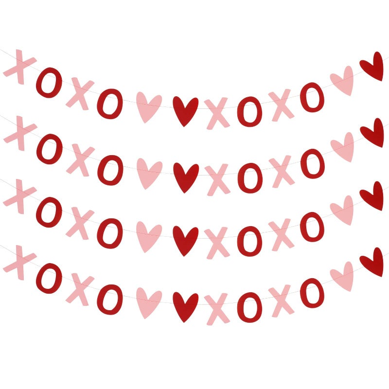 Festiko®4Pcs XOXO Heart Garland Red and Pink,Valentines Day Decorations,Valentine Decor,Heart Hanging Garland,Valentines Day Garland,Heart Decorations,Valentines Decor for Office Home Mantle Fireplace - Image 4