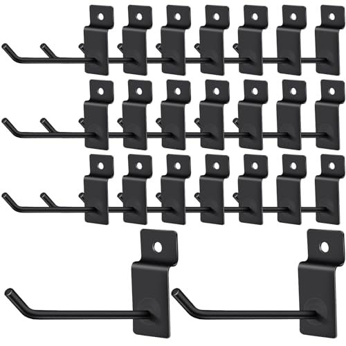 Elesunory 100 Pcs Slatwall Hooks 4 Inch Heavy Duty Panel Hangers Slat Wall Hanging Hooks Slatwall Accessories for Garage Retail Store Display Black - Image 1