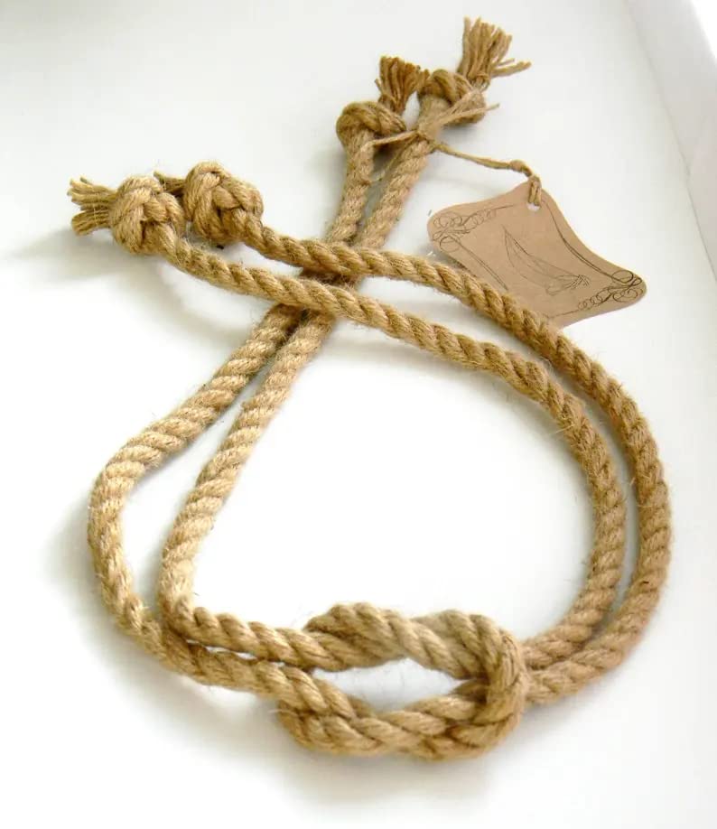 Generic Esselkay Square Knot Nautical Curtain Tie-Backs - Beach Decor - Jute Rope Curtain Tiebacks Pack of 1  - Image 5