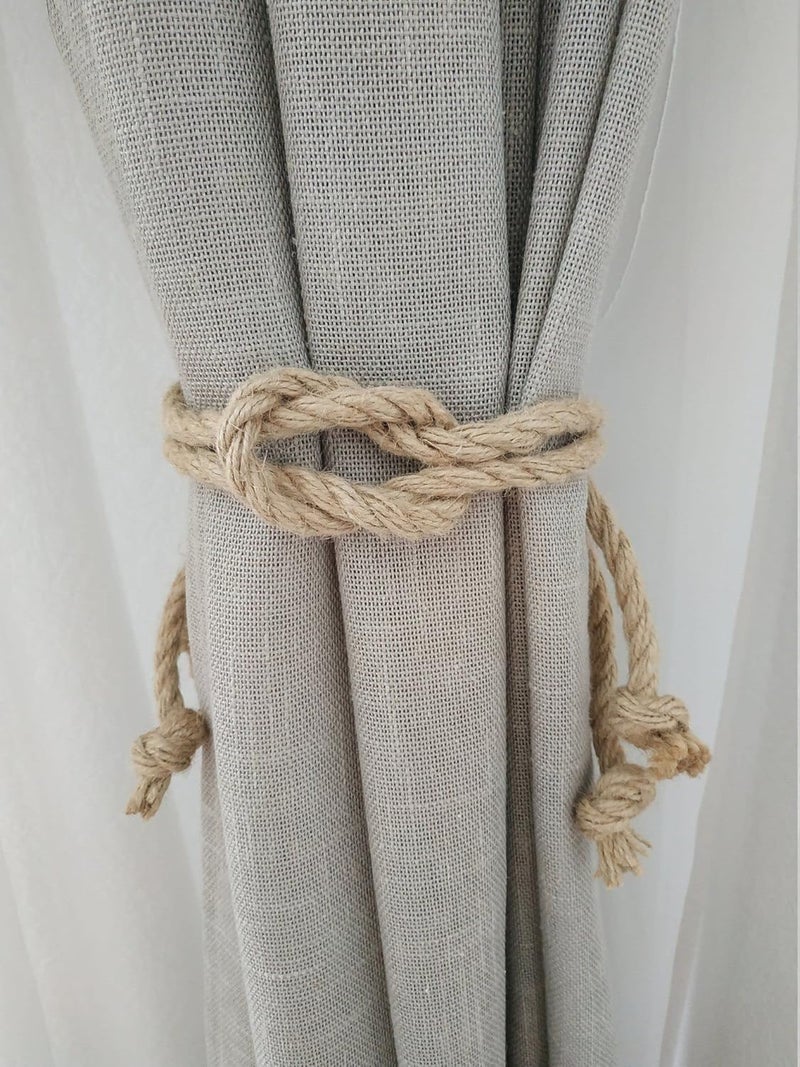 Generic Esselkay Square Knot Nautical Curtain Tie-Backs - Beach Decor - Jute Rope Curtain Tiebacks Pack of 1  - Image 3