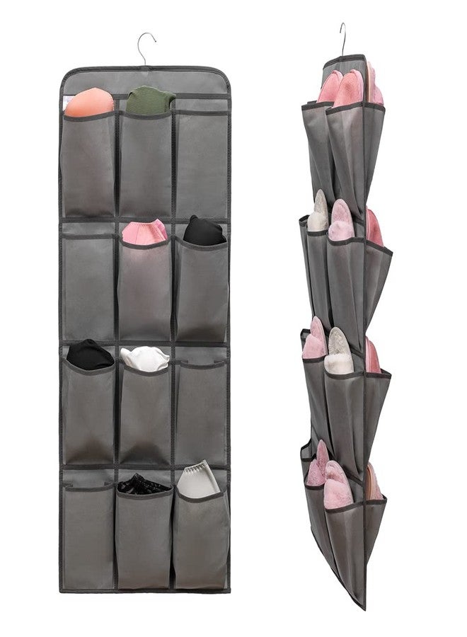 ANIZER Dual Sided Hanging Shoe Organizer for Closet with 24 Large Pockets Hanging Shoe Rack Holder with Rotating Hanger (GREY) - Image 1