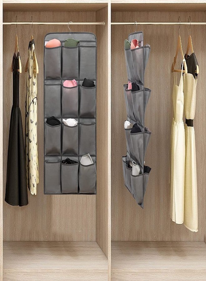 ANIZER Dual Sided Hanging Shoe Organizer for Closet with 24 Large Pockets Hanging Shoe Rack Holder with Rotating Hanger (GREY) - Image 4