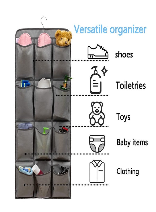 ANIZER Dual Sided Hanging Shoe Organizer for Closet with 24 Large Pockets Hanging Shoe Rack Holder with Rotating Hanger (GREY) - Image 2