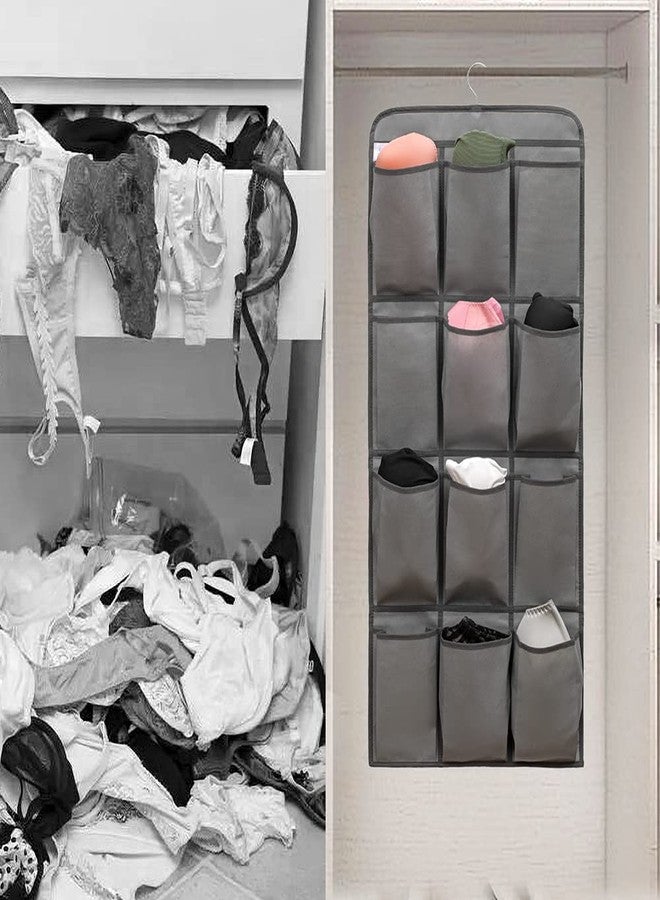 ANIZER Dual Sided Hanging Shoe Organizer for Closet with 24 Large Pockets Hanging Shoe Rack Holder with Rotating Hanger (GREY) - Image 3