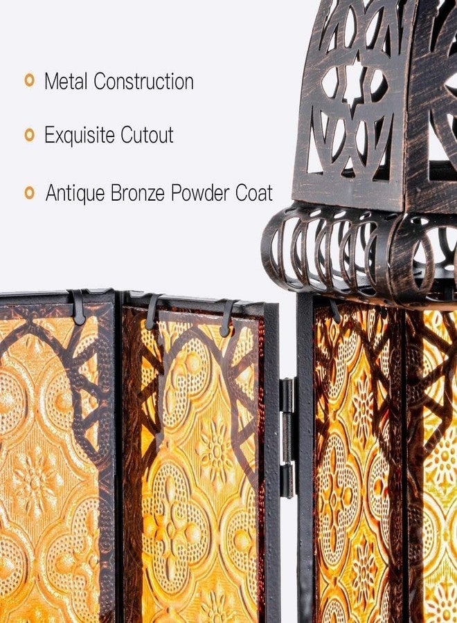 NEEDOMO Hanging Moroccan Lantern, 12.8'' Vintage Candle Holder, Metal Lanterns Decorative Indoor Outdoor, Table, Patio, Porch, Shelf, Dark Academia Gothic Home Decor (Amber) 2 Set - Image 5