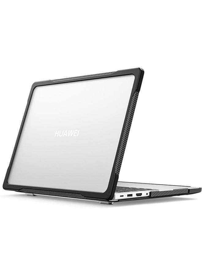 general Ultimate Protection Case Compatible with Huawei MateBook 14 2021/2022/2023 Release, Matte Translucent Carbon Fiber Edges Shockproof Slim Heat Dissipation Laptop Case - Image 1