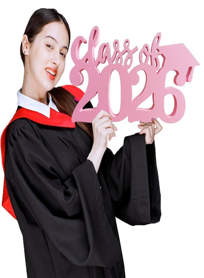 زينة تخرج وردية اللون لعام 2026، ديكور طاولة خشبي، تصميم مجوف مزدوج الجوانب، قطع مركزية لحفلات التخرج الوردية لعام 2026، زينة طاولة لحفلات التخرج - Image 5