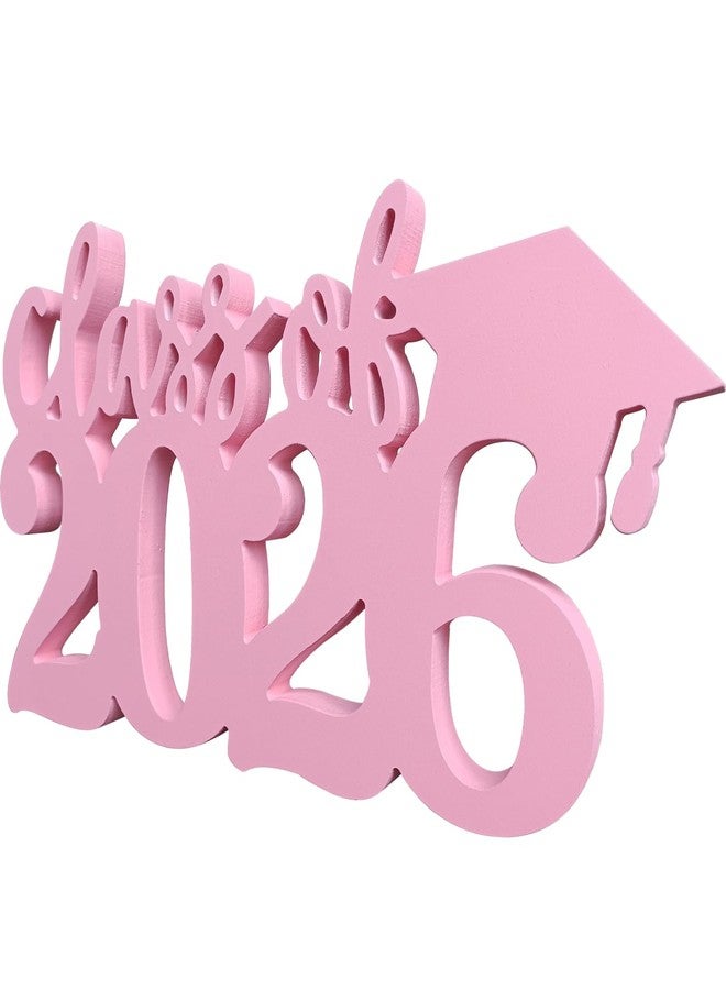 زينة تخرج وردية اللون لعام 2026، ديكور طاولة خشبي، تصميم مجوف مزدوج الجوانب، قطع مركزية لحفلات التخرج الوردية لعام 2026، زينة طاولة لحفلات التخرج - Image 1