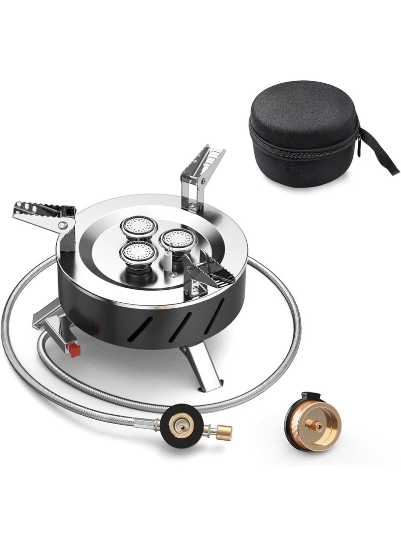 MUNTAQI High-Power Three-Core Portable Camping Stove – Foldable Outdoor Gas Burner, Lightweight Backpacking Stove for Hiking, Survival, Picnic, Fishing, Travel, Compact and Durable Cooking Gear - Image 1