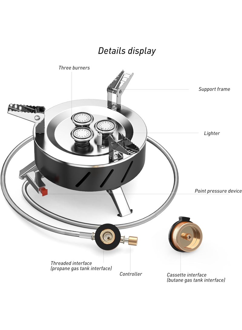 MUNTAQI High-Power Three-Core Portable Camping Stove – Foldable Outdoor Gas Burner, Lightweight Backpacking Stove for Hiking, Survival, Picnic, Fishing, Travel, Compact and Durable Cooking Gear - Image 4