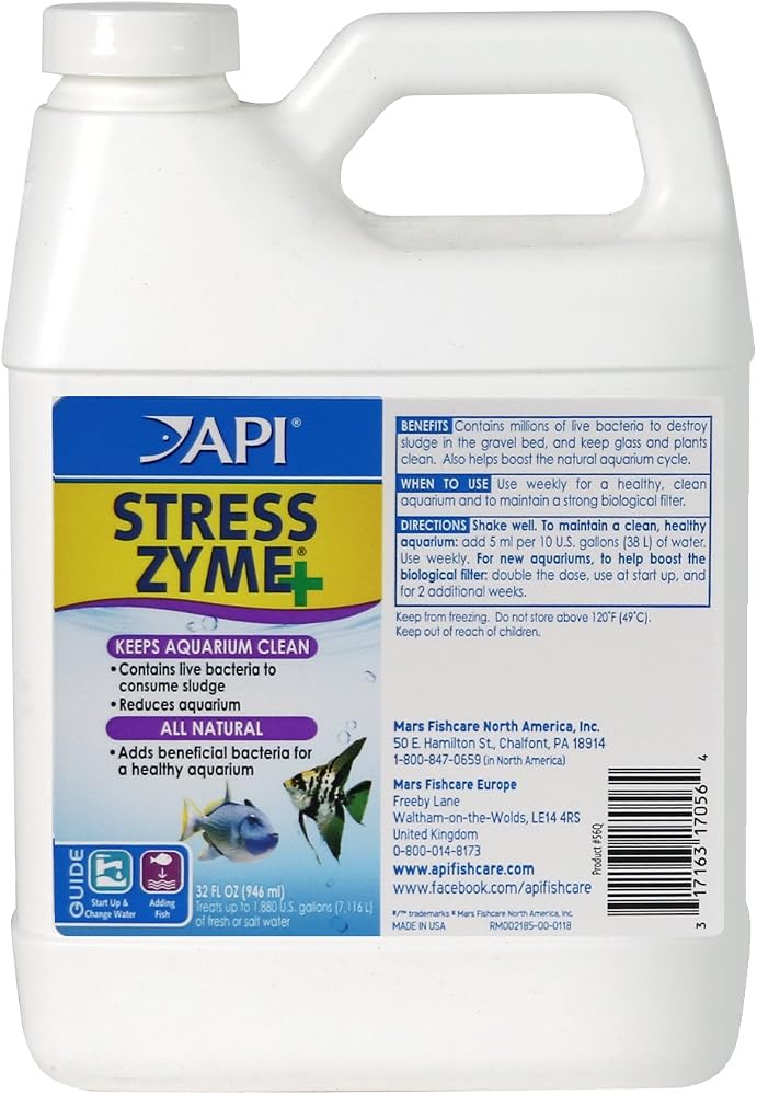 API STRESS ZYME Freshwater and Saltwater Aquarium Cleaning Solution 32-Ounce Bottle - Image 1