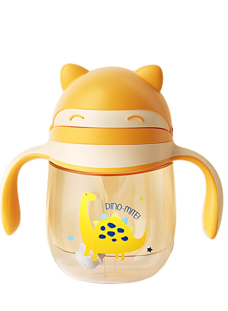 تويسو كوب سيبي كوب شرب للأطفال من تويسو - كوب شرب للأطفال ثنائي الاستخدام للماء والعصير والحليب خالٍ من مادة BPA. تصميم مقاوم للانسكاب مع مقابض سهلة الإمساك وغطاء مقاوم للتسرب، سعة 280 مل للأطفال الصغار (أصفر) - Image 1