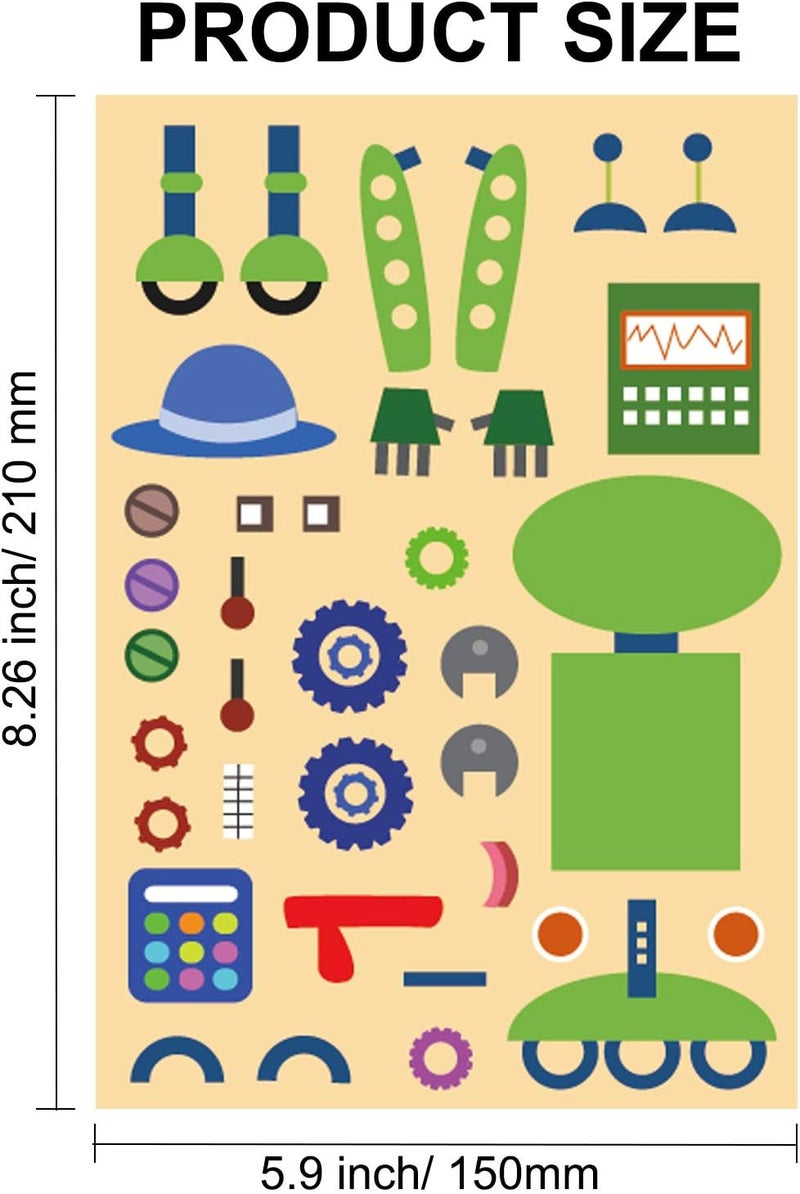 Konsait 48 Sheets Robot Stickers for Kids Make Your Own Robot Face Stickers  Perfect for Boys Girls Birthday Parties School Rewards - Image 2