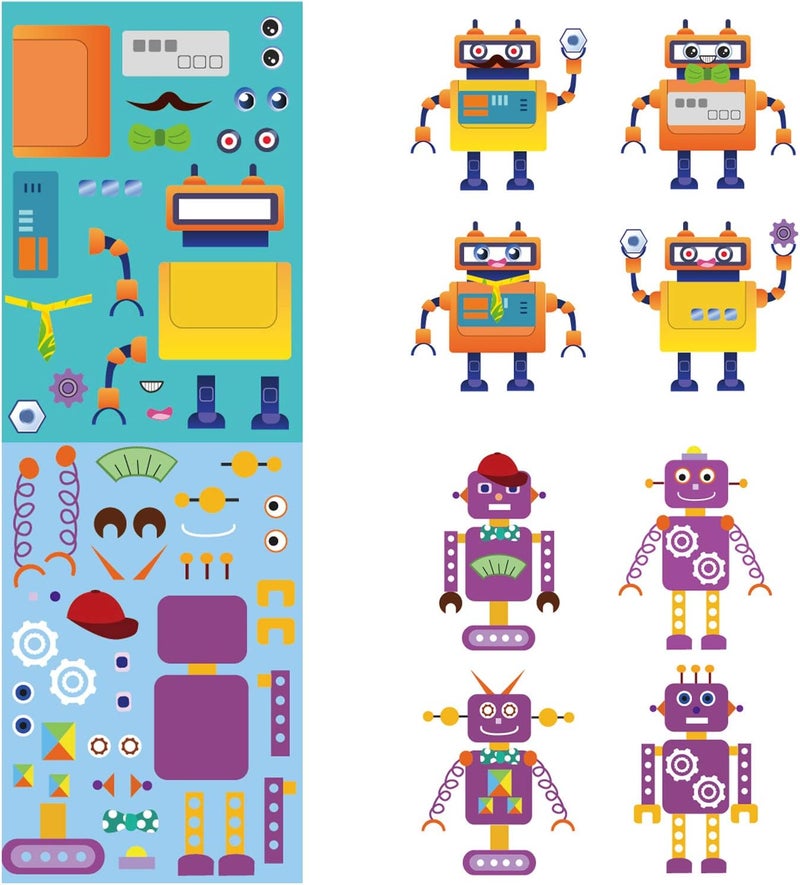 Konsait 48 Sheets Robot Stickers for Kids Make Your Own Robot Face Stickers  Perfect for Boys Girls Birthday Parties School Rewards - Image 4