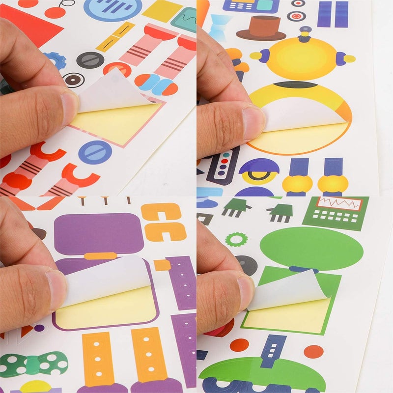 Konsait 48 Sheets Robot Stickers for Kids Make Your Own Robot Face Stickers  Perfect for Boys Girls Birthday Parties School Rewards - Image 3